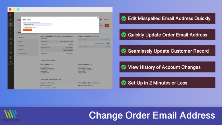 Edit Order Email Address for Magento 2